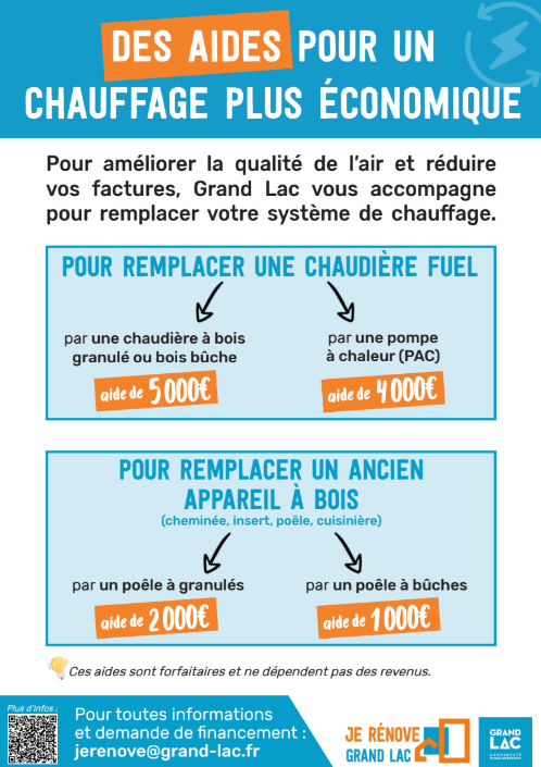 Aide Grand Lac Bourget-du-Lac : Jusqu'à 2 000€ pour remplacer votre chauffage | ENERLOGIS